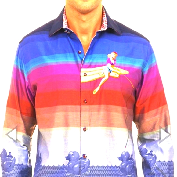 ROBERT GRAHAM Ltd Ed  #382 /#815 SHEEN Rubber Duckies Shark RG Dress LS Shirt - Picture 4 of 15